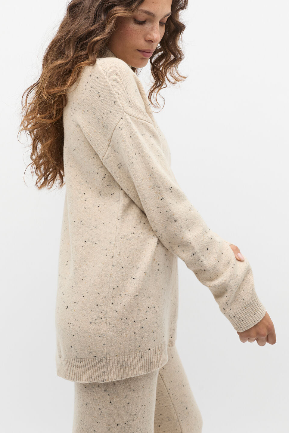 Fleck Mock Neck Slouch Knit