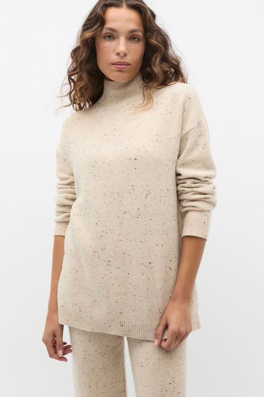 Fleck Mock Neck Slouch Knit