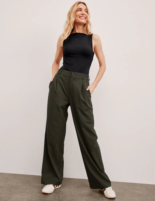 green trouser pants with pockets.  green trouser pants with pockets.  Status Wide Leg Trouser